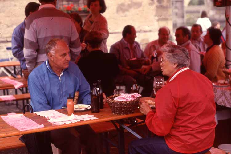 at tent table